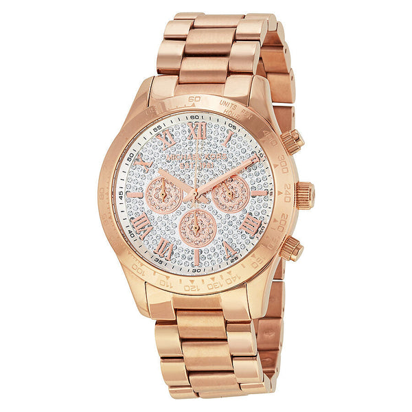 Michael Kors Layton Pave Dial Rose Gold-tone Ladies Watch MK5946 - The Watches Men & CO