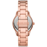Michael Kors Layton Three Hand Red Dial Rose Gold Steel Strap Watch For Women - MK6893
