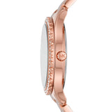 Michael Kors Layton Three Hand Red Dial Rose Gold Steel Strap Watch For Women - MK6893