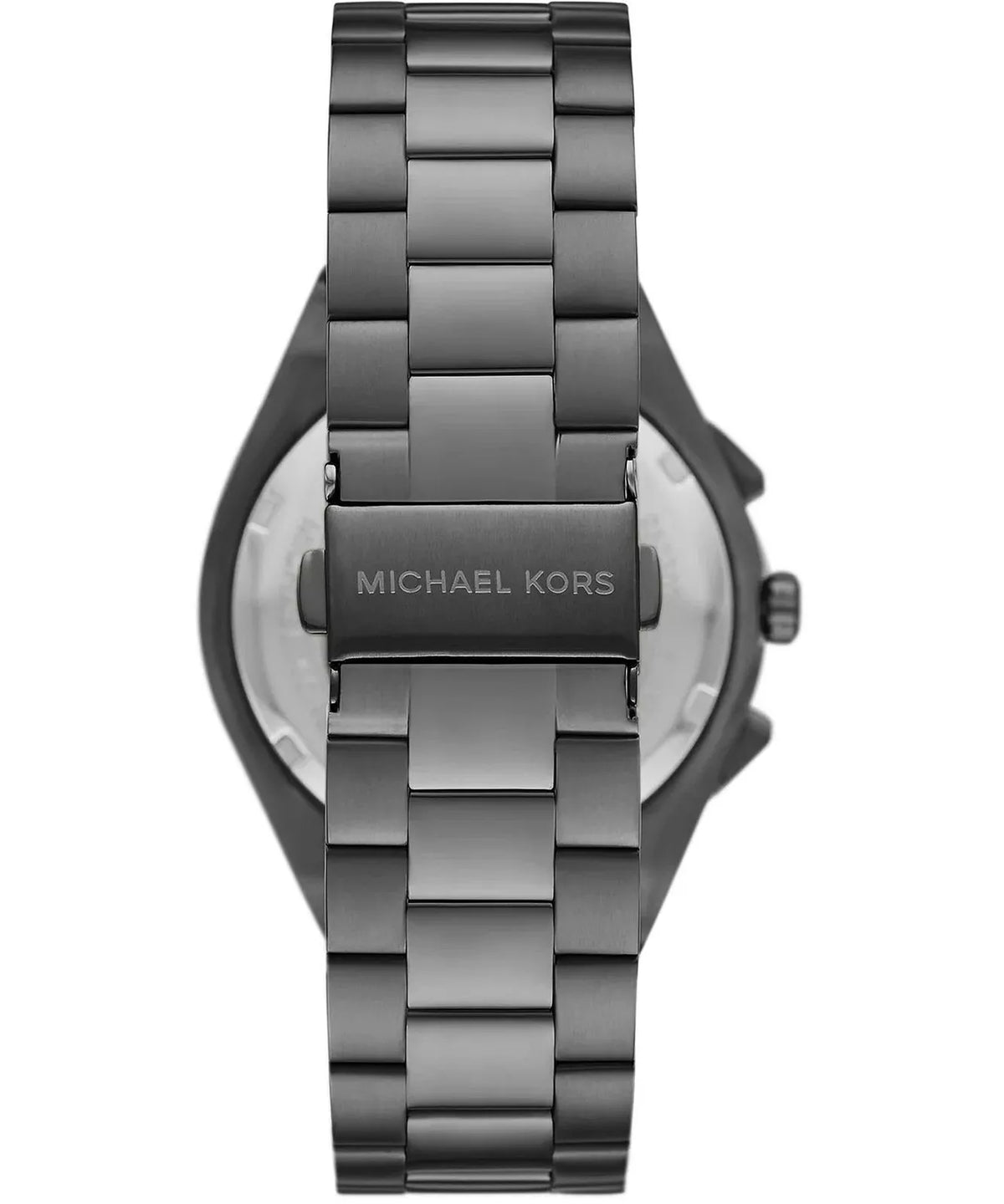 Michael Kors Lennox watch caseback with gunmetal bracelet strap