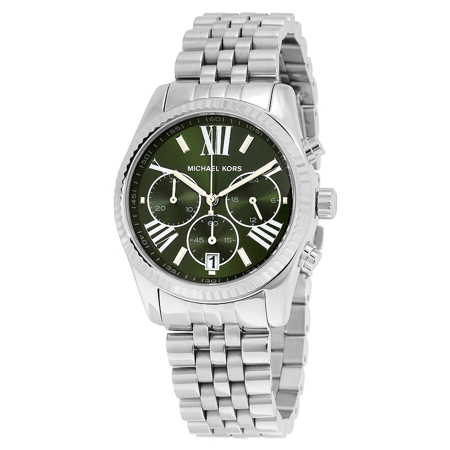 Michael Kors Lexington Chronograph Green Dial Stainless Steel Ladies Watch MK6222