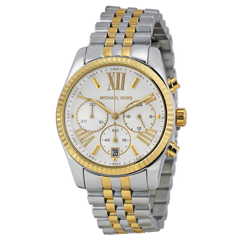 Michael Kors Lexington Chronograph Mother of Pearl Two-tone Ladies Watch #MK5955 - Watches of Australia