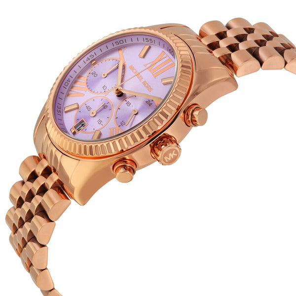 Michael Kors Lexington Chronograph Purple Dial Rose Gold-tone Ladies Watch MK6207 - The Watches Men & CO #2