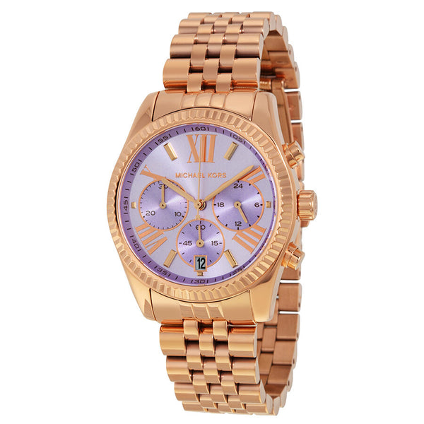 Michael Kors Lexington Chronograph Purple Dial Rose Gold-tone Ladies Watch MK6207 - The Watches Men & CO