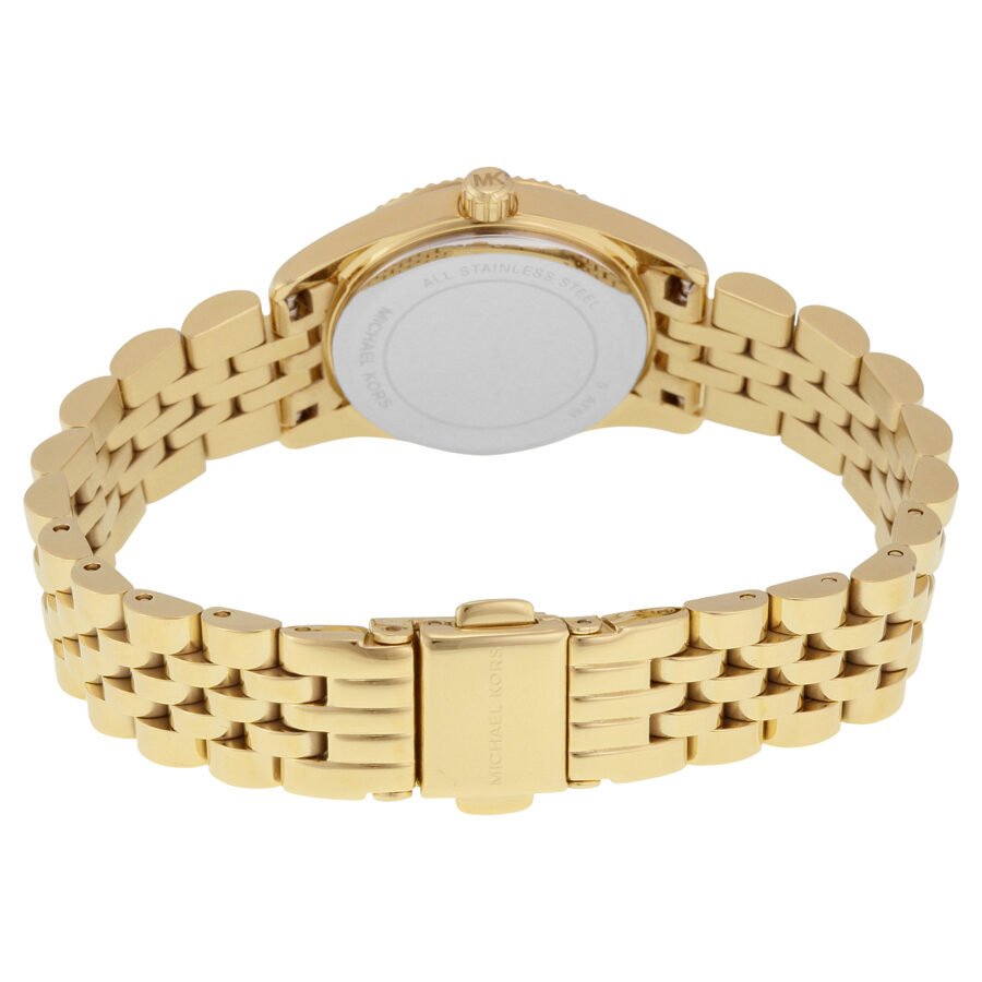 Michael Kors Lexington Mini watch caseback with gold-tone stainless steel bracelet