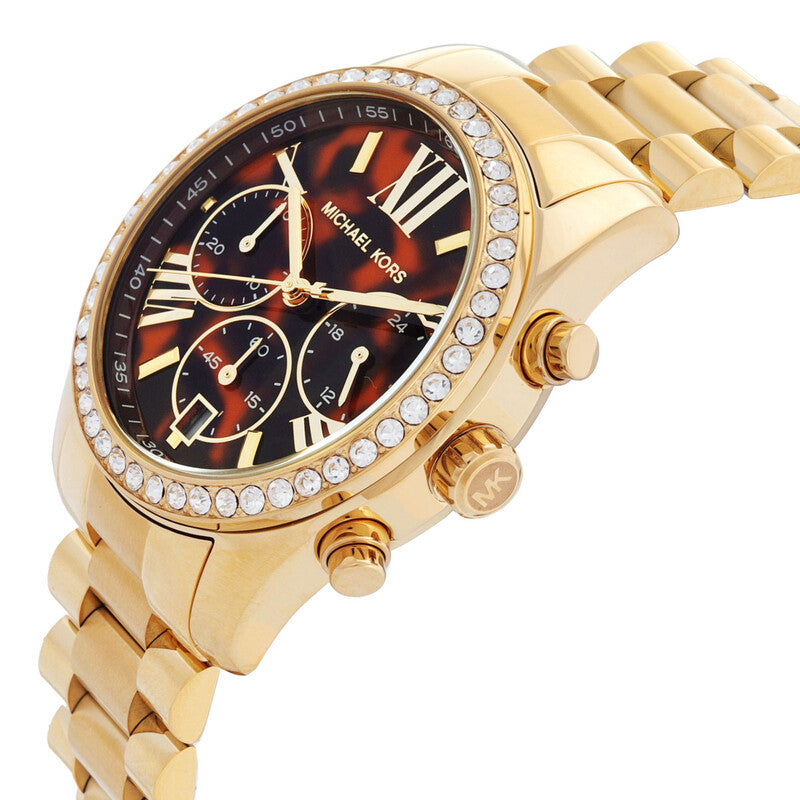 Michael Kors Lexington Pave Chronograph Quartz Brown Dial Ladies Watch MK7276