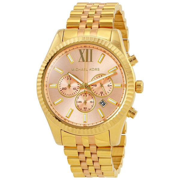 Michael Kors Lexington Rose Gold-tone Dial Ladies Chronograph Watch MK6473 - The Watches Men & CO