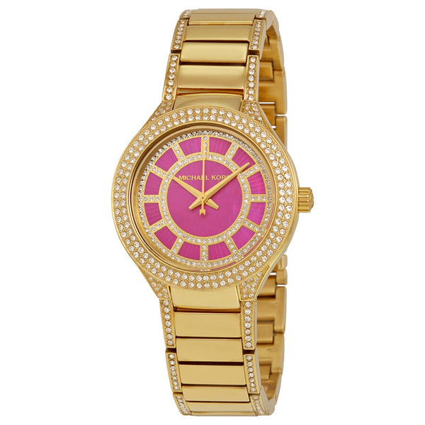 Michael Kors Mini Kerry Fuchsia Dial Gold-tone Ladies Watch MK3442 - The Watches Men & CO