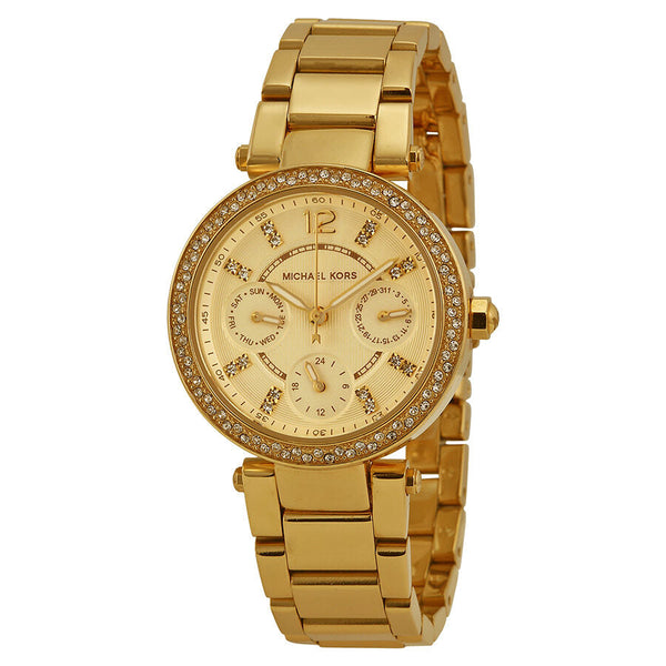 Michael Kors Mini Parker Champagne Glitz Dial Steel Ladies Watch #MK6056 - The Watches Men & CO