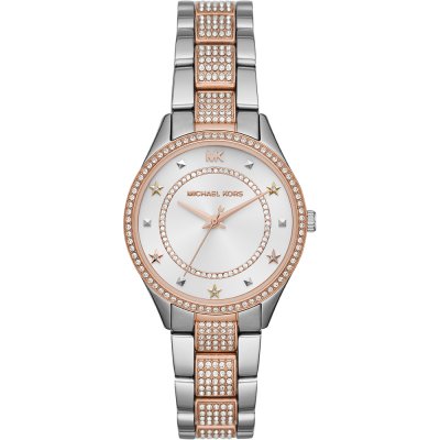 Michael Kors MK4388 watch with two-tone rose gold and silver stainless steel bracelet and crystal-set bezel
