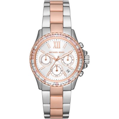 Michael Kors MK7214 Everest two-tone chronograph watch with diamond bezel and white dial