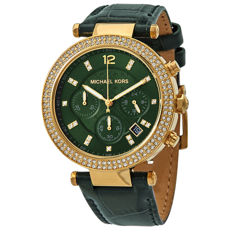 Michael Kors Parker Chronograph Quartz Crystal Green Dial Ladies Watch MK6985 - The Watches Men & CO