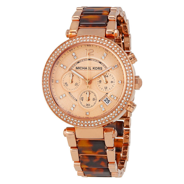 Michael Kors Parker Chronograph Rose Dial Ladies Watch MK5538 - The Watches Men & CO