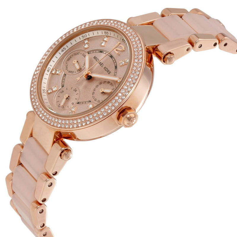 Michael Kors Parker Mini Multi-Function Rose Dial Ladies Watch #MK6110 - The Watches Men & CO #2