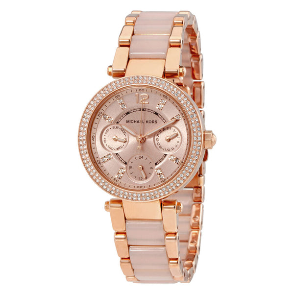 Michael Kors Parker Mini Multi-Function Rose Dial Ladies Watch #MK6110 - The Watches Men & CO