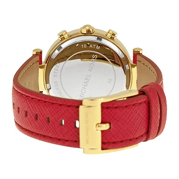 Michael Kors Parkers Chronograph White Dial Pink Leather Ladies Watch #MK2297 - Watches of Australia #3
