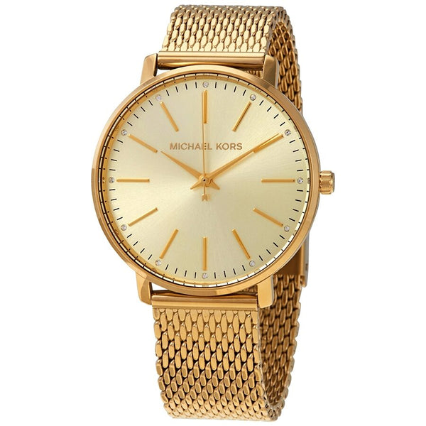 Michael Kors Pyper Quartz Crystal Gold Dial Ladies Watch MK4339 - The Watches Men & CO