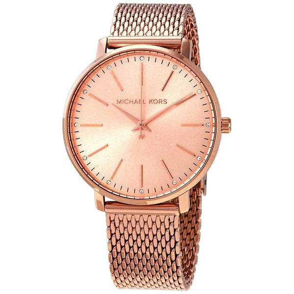 Michael Kors Pyper Quartz Crystal Rose Gold Dial Ladies Watch MK4340 - The Watches Men & CO