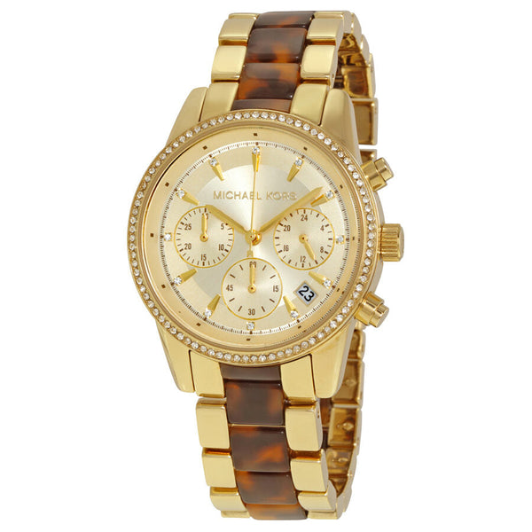 Michael Kors Ritz Chrongraph Champagne Dial Ladies Watch MK6322 - The Watches Men & CO