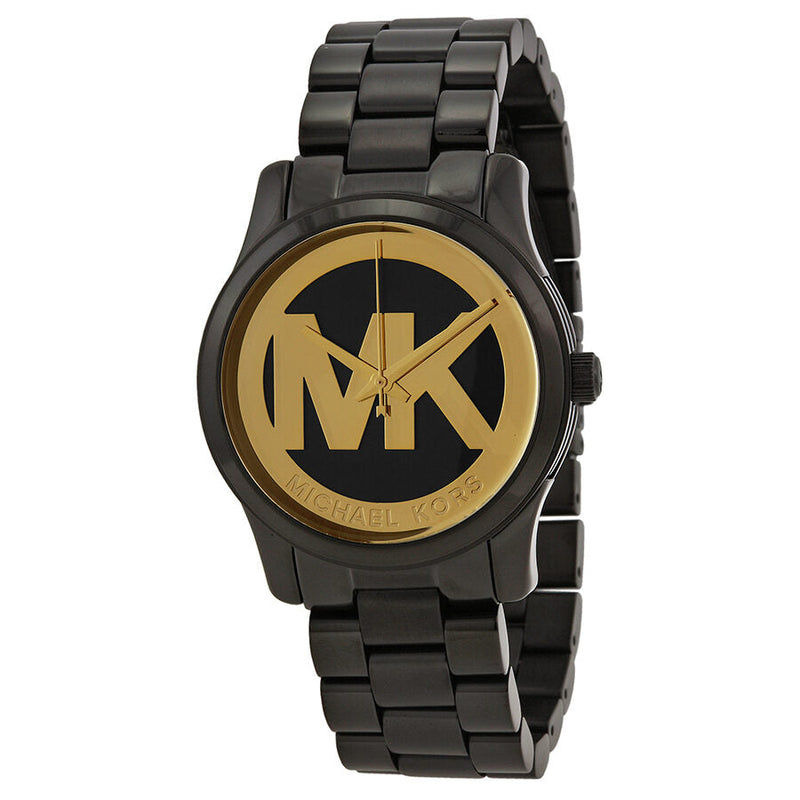 Michael Kors Runway Black and Gold Dial Black Ion-plated Ladies Watch MK6057 - Watches of Australia