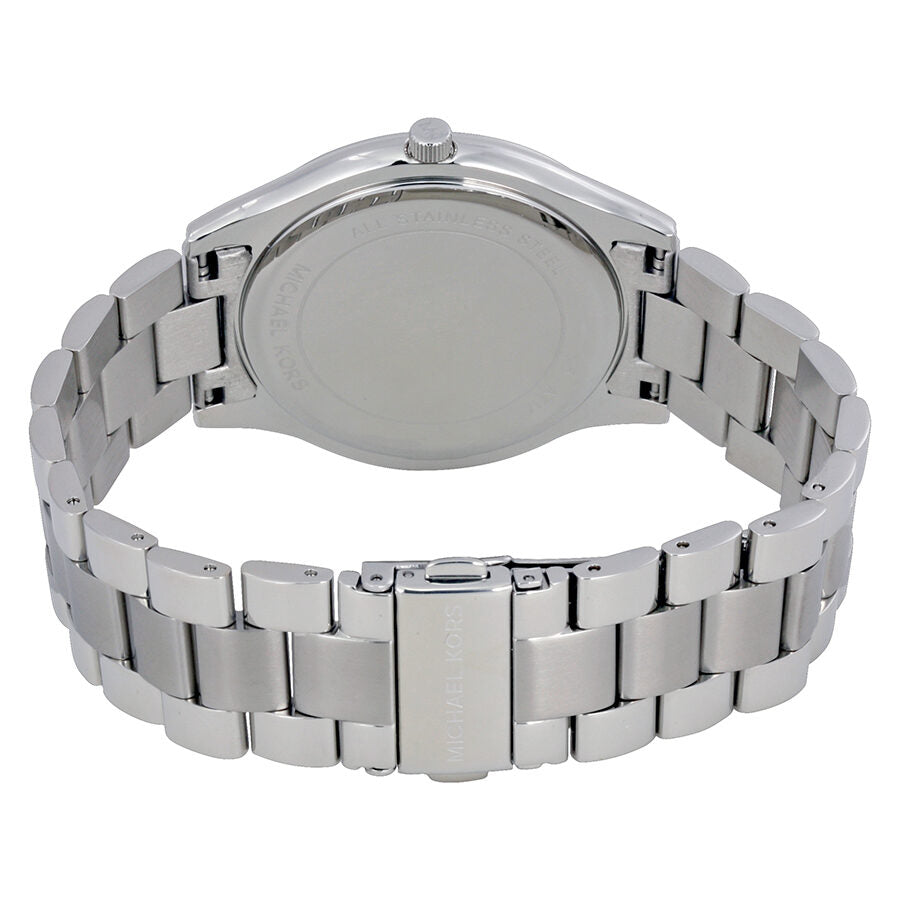 Michael Kors Runway watch back view displaying stainless steel band and caseback