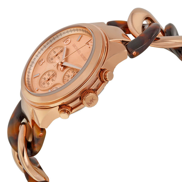 Michael Kors Runway Rose Gold-tone Tortoise Twist Chain Link Ladies Watch MK4269 - The Watches Men & CO #2