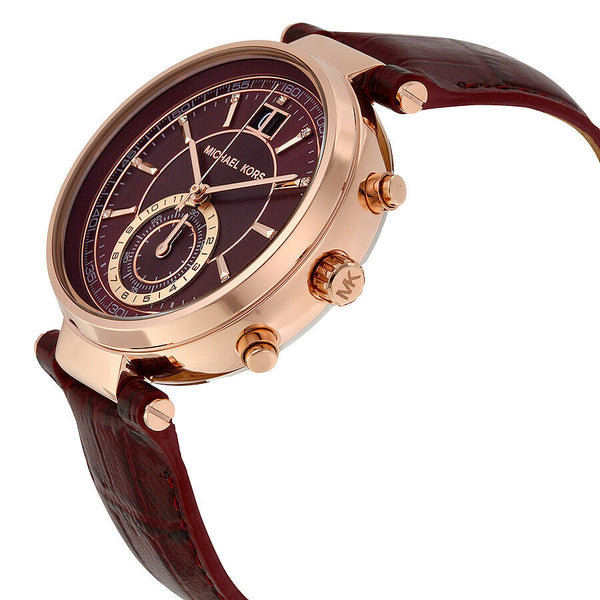 Michael Kors Sawyer Burgundy Dial Burgundy Leather Ladies Watch MK2426 - The Watches Men & CO #2