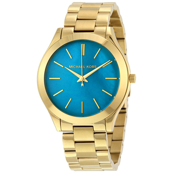 Michael Kors Slim Runway Blue Mother of Pearl Dial Ladies Watch MK3492 - Watches of Australia