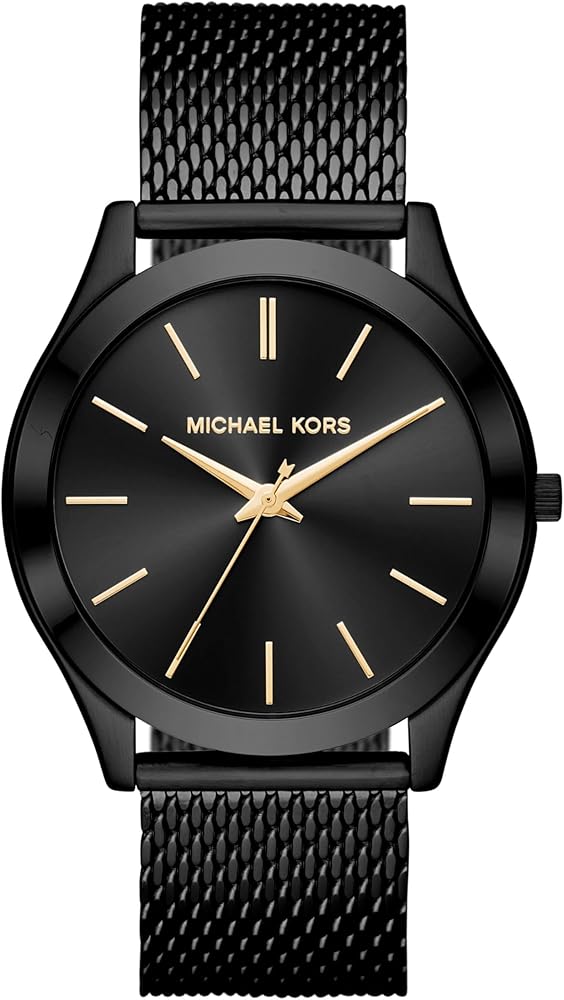 Michael Kors Slim Runway black-tone men's watch with mesh strap and black dial