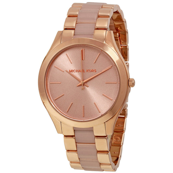 Michael Kors Slim Runway Rose Dial Rose Gold-tone Ladies Watch #MK4294 - The Watches Men & CO