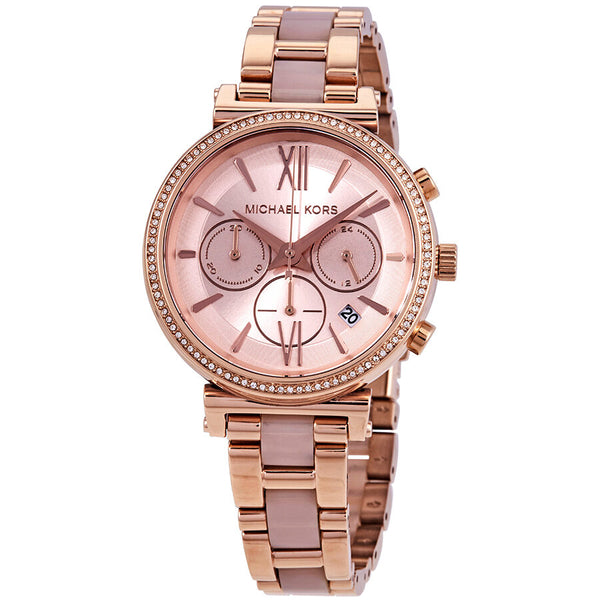 Michael Kors Sofie Chronograph Rose Dial Ladies Watch MK6560 - The Watches Men & CO