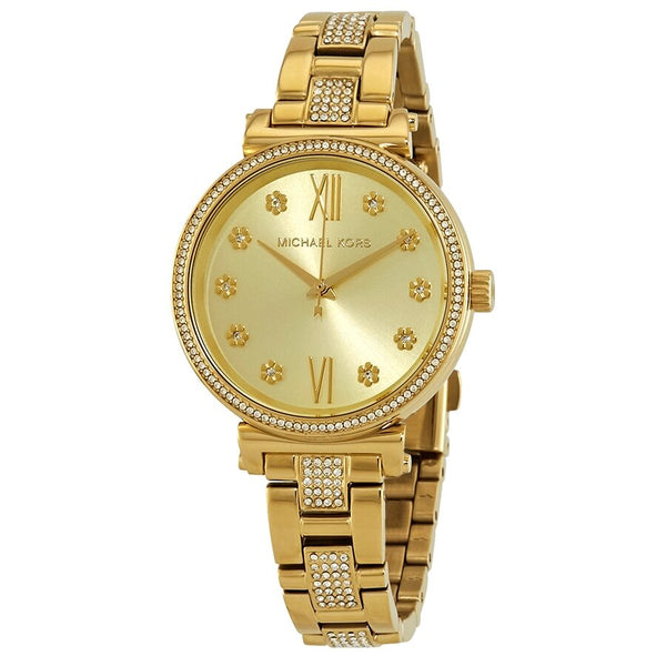 Michael Kors Sofie Pave Crystal Gold Dial Ladies Watch MK3881 - The Watches Men & CO