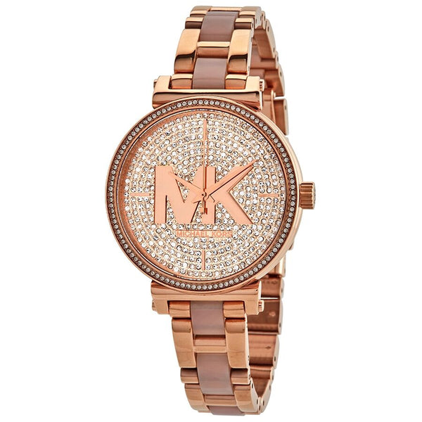 Michael Kors Sofie Quartz Crystal Rose Gold Dial Ladies Watch MK4336 - The Watches Men & CO