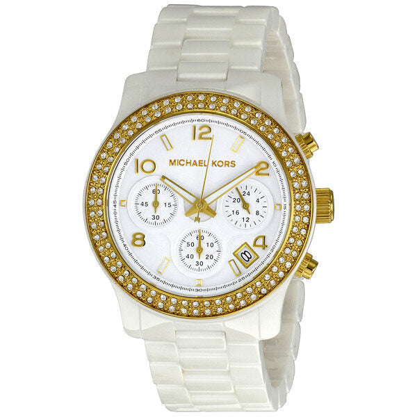 Michael Kors White Ceramic Ladies Watch MK5237 - The Watches Men & CO