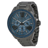 Michael Kors Wren Chronograph Blue Crystal Pave Dial Gunmetal Ion-plated Men's Watch MK6097 - Watches of Australia