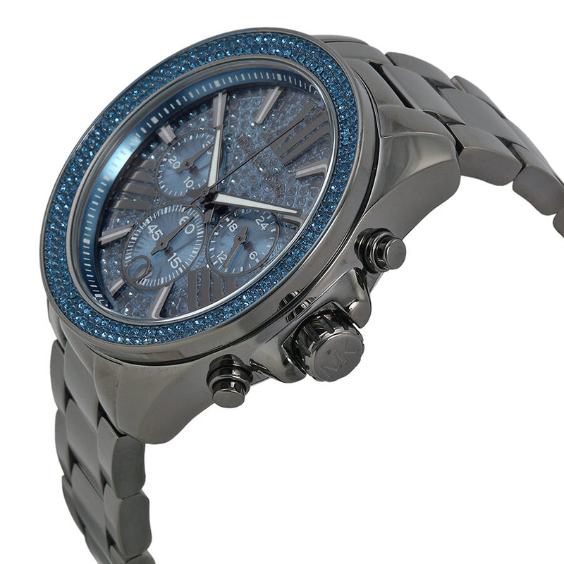 Michael Kors Wren Chronograph Blue Crystal Pave Dial Gunmetal Ion-plated Men's Watch MK6097 - Watches of Australia #2