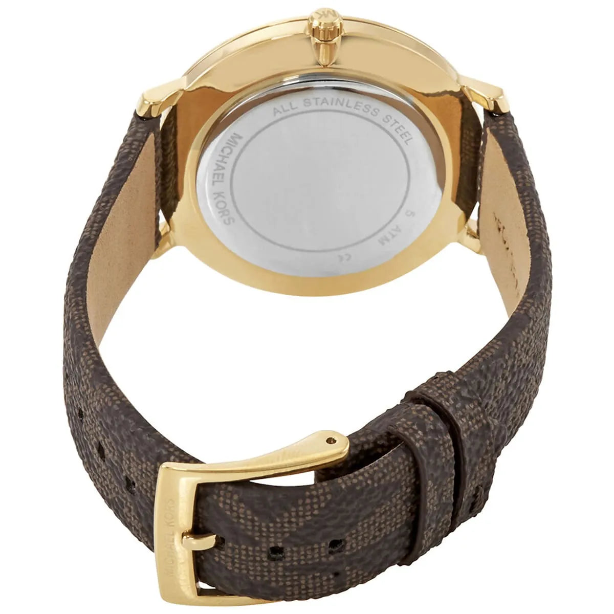 Michael Kors Pyper White Dial Brown Coated Canvas Strap Women's Watch - MK2857