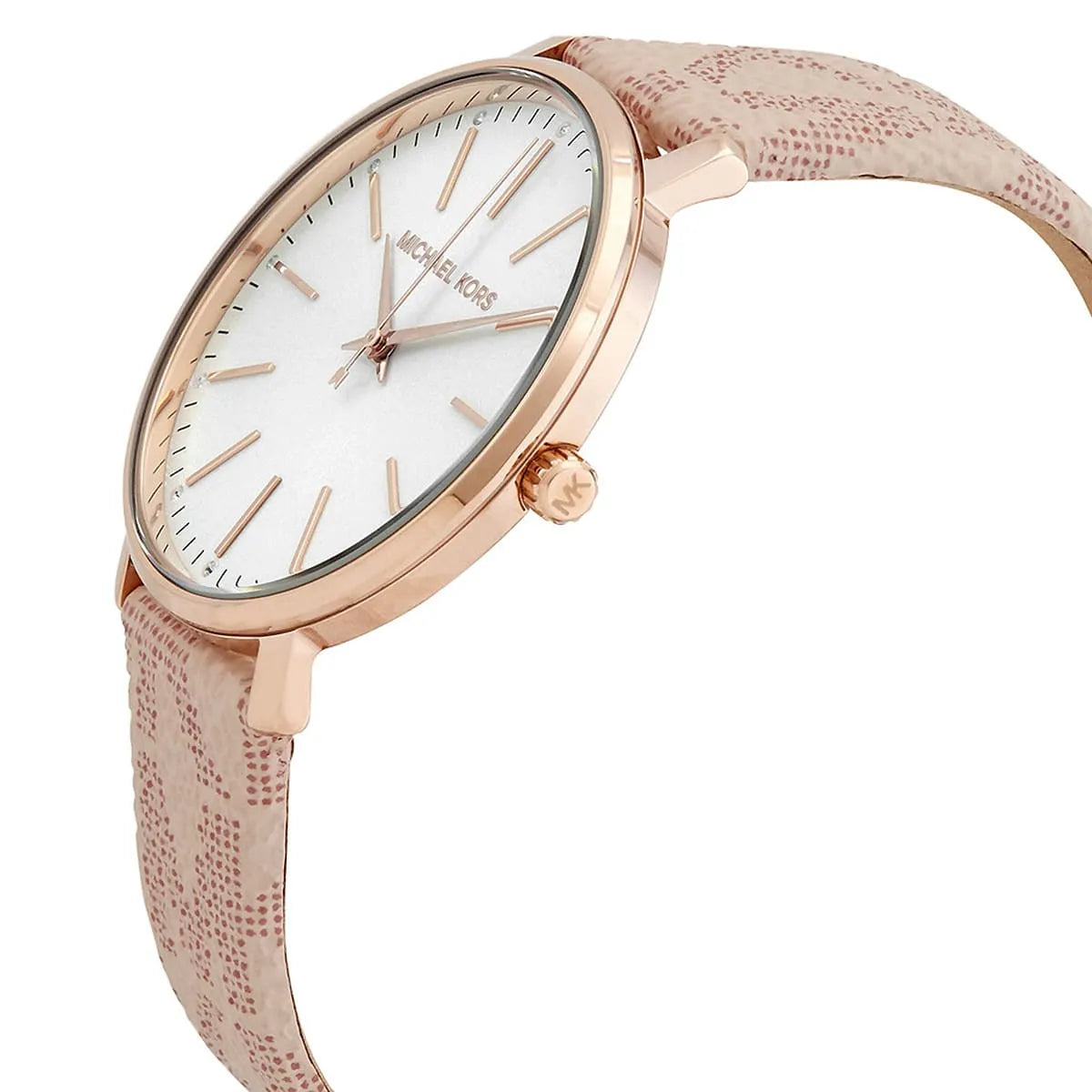 Michael Kors Pyper Silver Dial Pink Genuine Leather Women's Watch - MK2859
