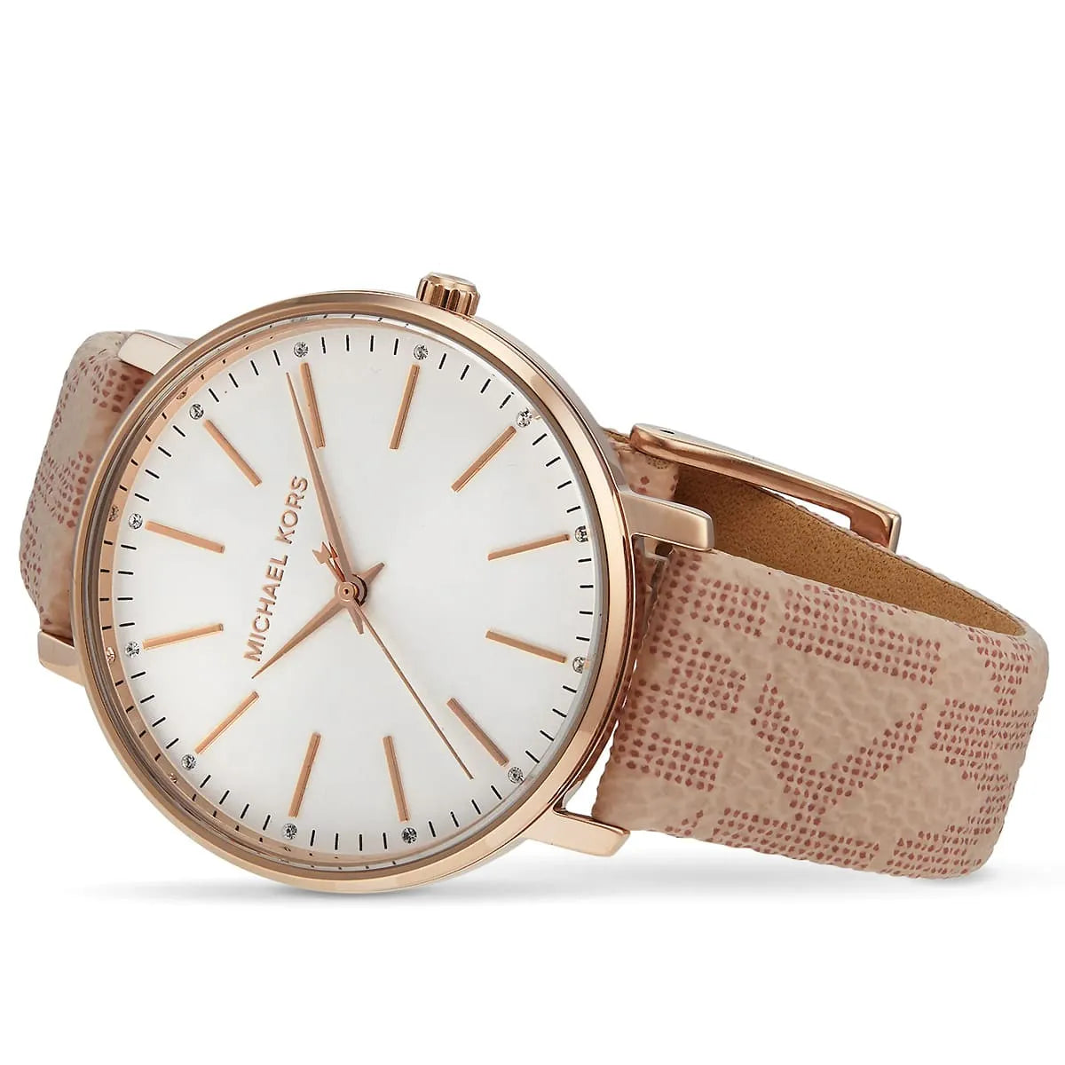Michael Kors Pyper Silver Dial Pink Genuine Leather Women's Watch - MK2859