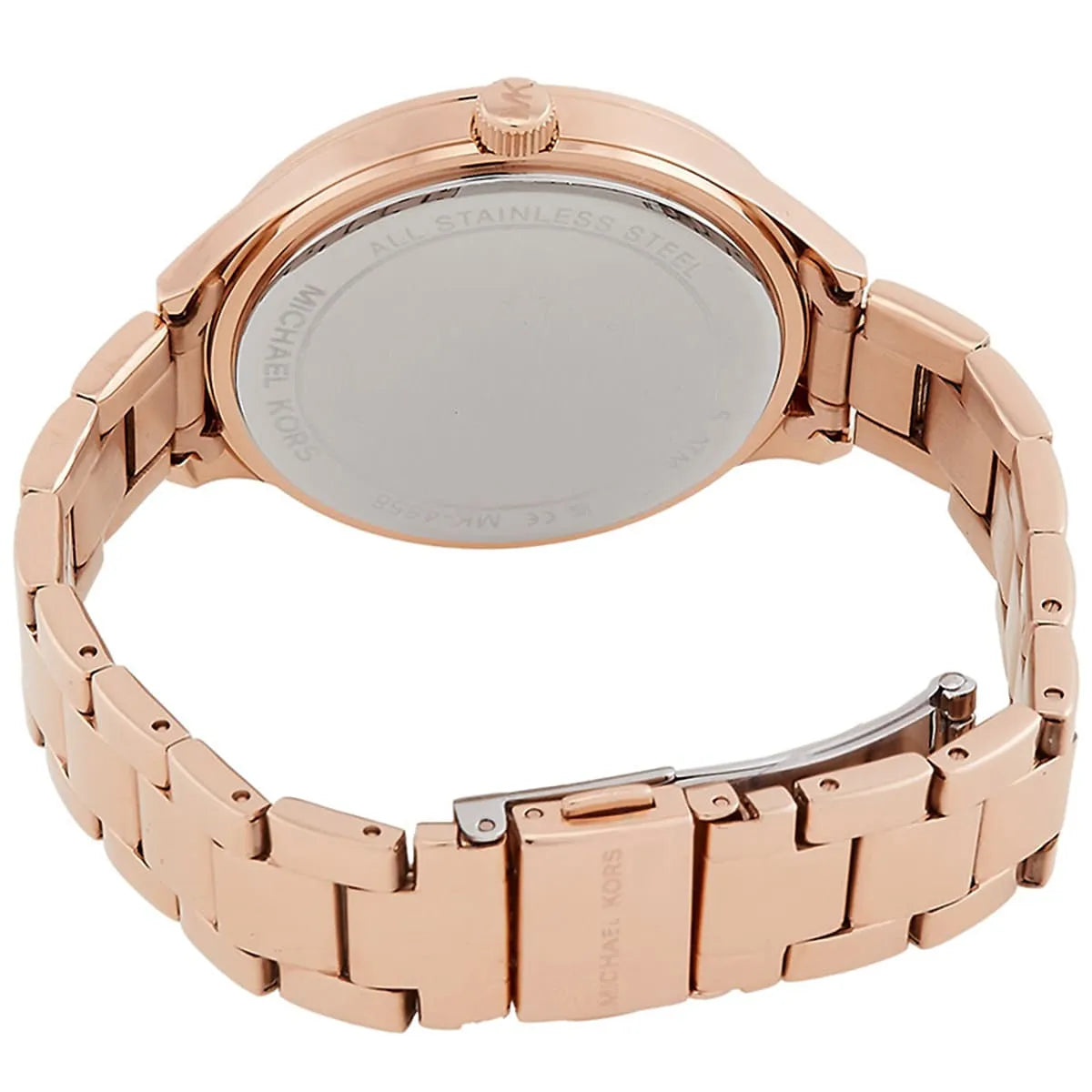 Michael Kors Slim Runway rose gold stainless steel link bracelet with deployment clasp