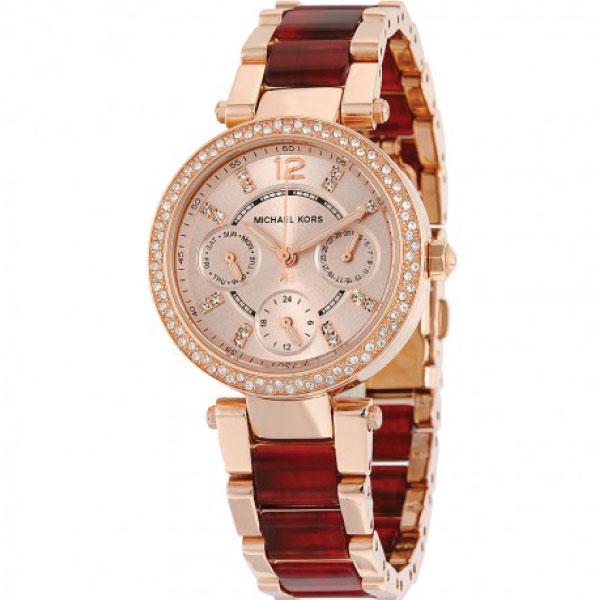 Michael Kors Mini Parker Multi-Function Rose Dial Ladies Watch MK6239