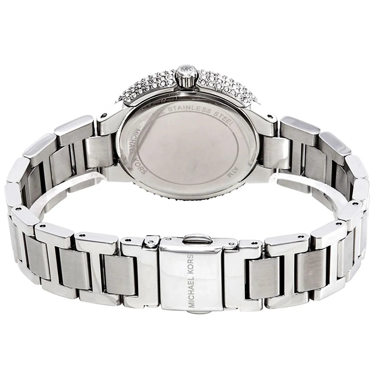 Michael Kors Mini Taryn watch caseback showing stainless steel construction