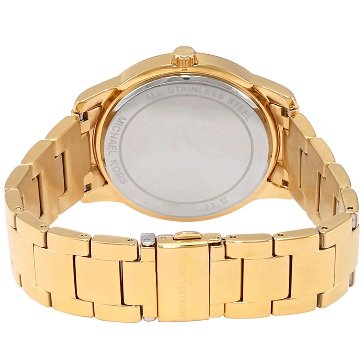 Michael Kors Tibby MK6879 gold stainless steel link bracelet and case back view