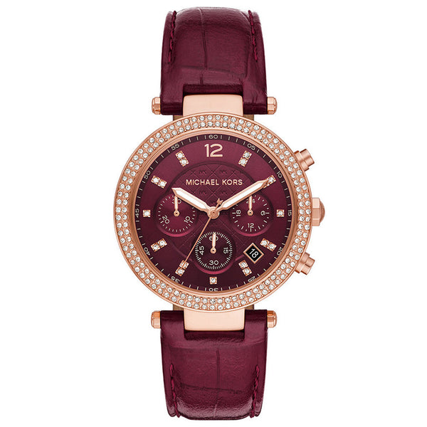 Michael Kors Parker Chronograph Quartz Crystal Red Dial Ladies Watch MK6986