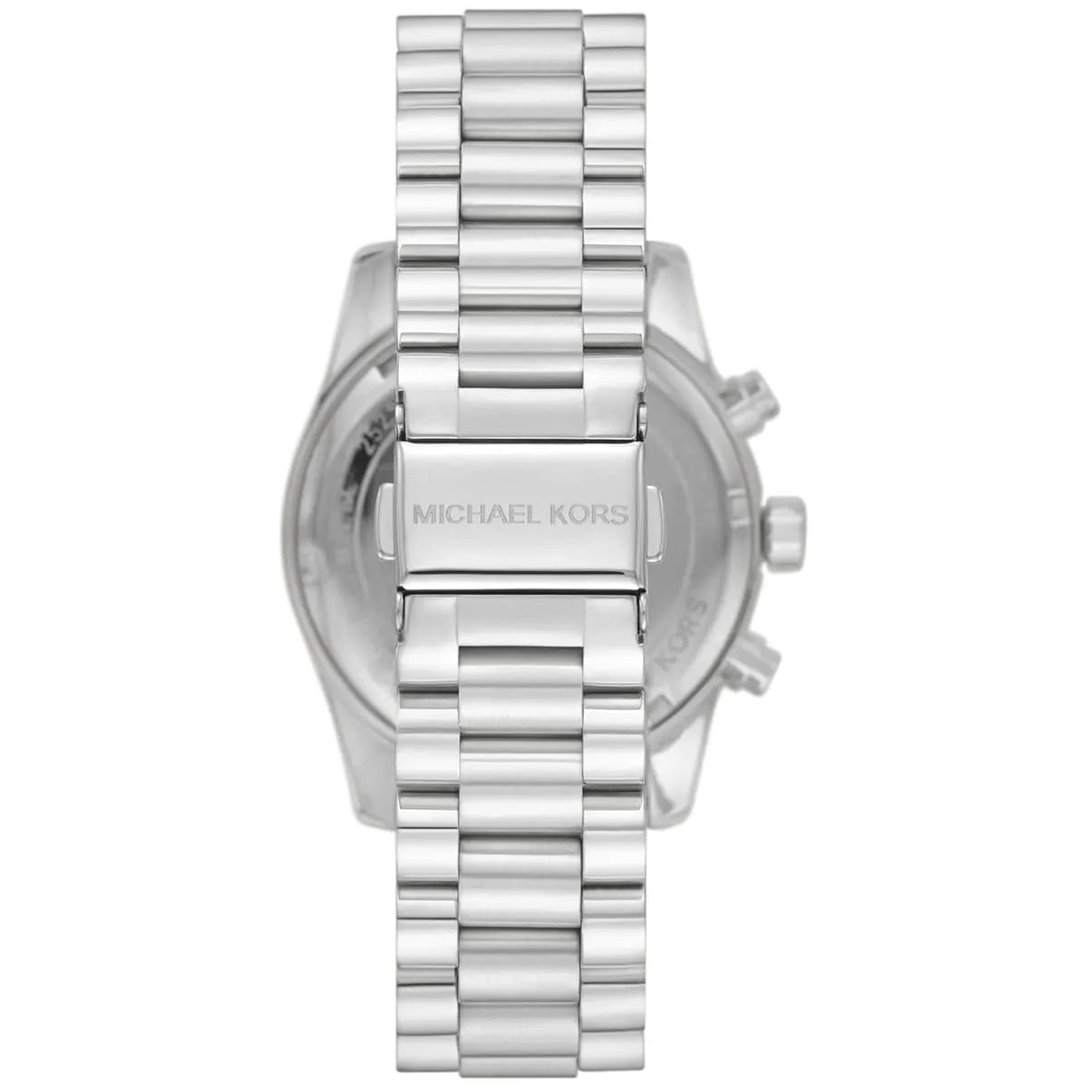 Michael Kors Lexington MK7215 watch caseback showing stainless steel with engraved text
