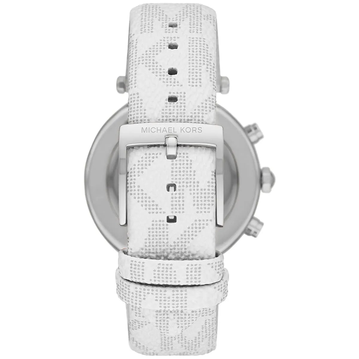 Michael Kors Parker Pavé Chronograph Silver Optic White PVC Women's Watch - MK7226