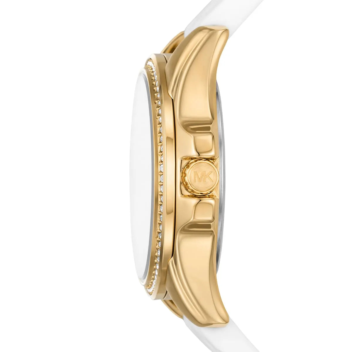 Michael Kors Mini Pilot Pavé Gold White Silicone Women's Watch - MK7372