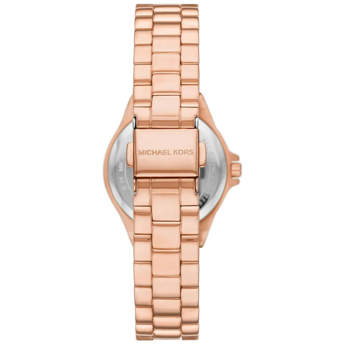 Michael Kors MK7396 caseback showing stainless steel closure and Michael Kors engraving