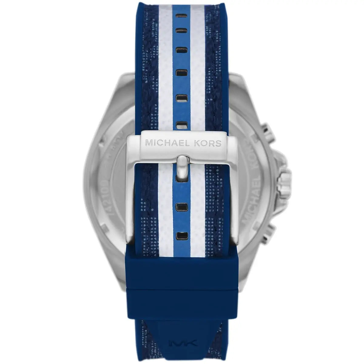 Michael Kors Brecken Chronograph Navy Blue Dial PVC Blue/white Sporty Strap MEn's Watch - MK8950