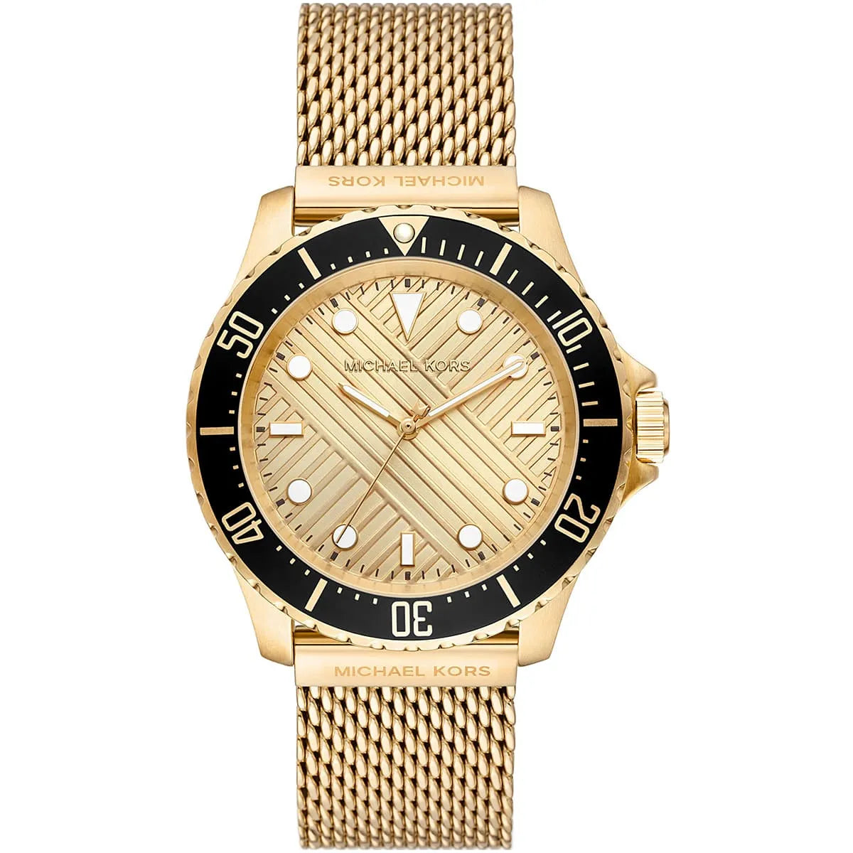 Michael Kors Everest MK9083 gold-tone men's watch with gold dial and black bezel